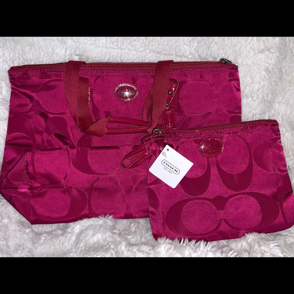 Coach signature nylon weekend travel bags set